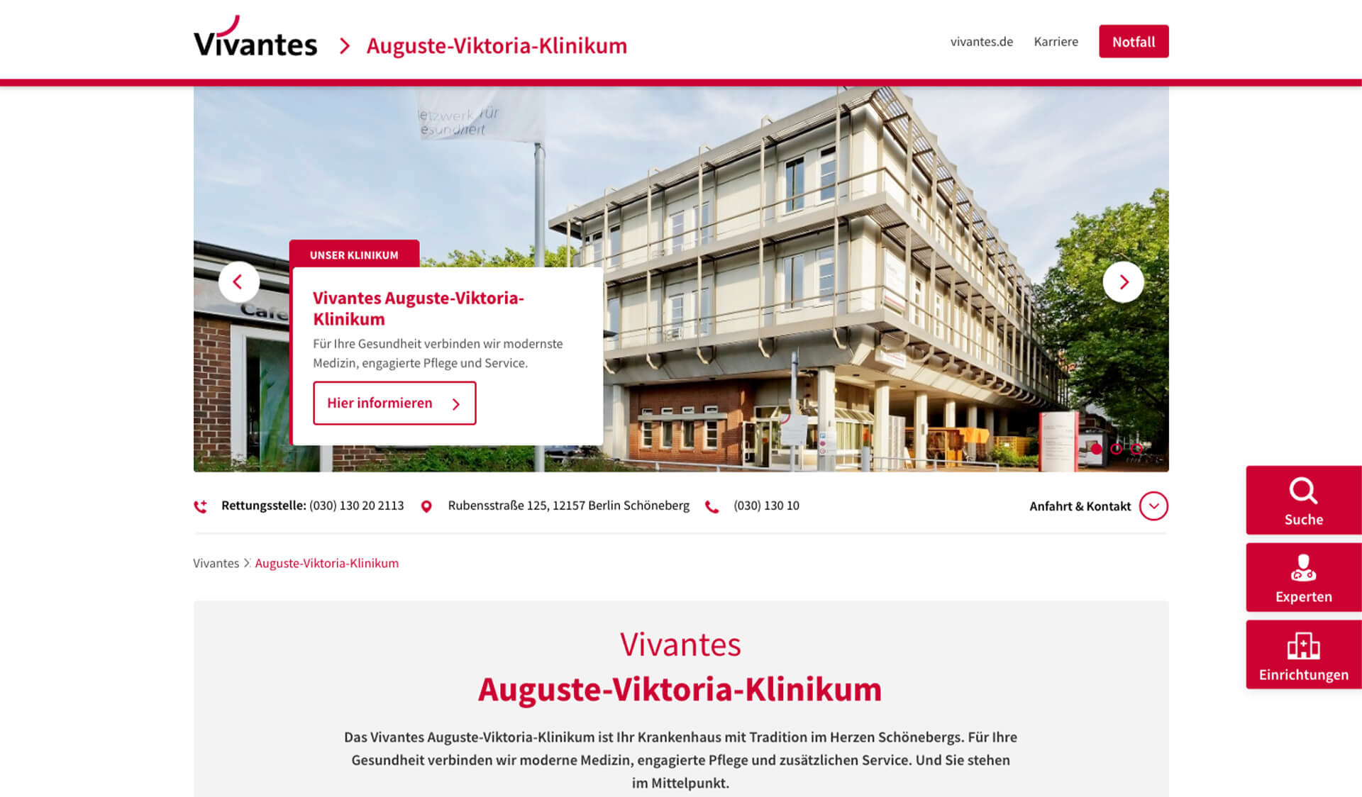 Vivantes Startseite